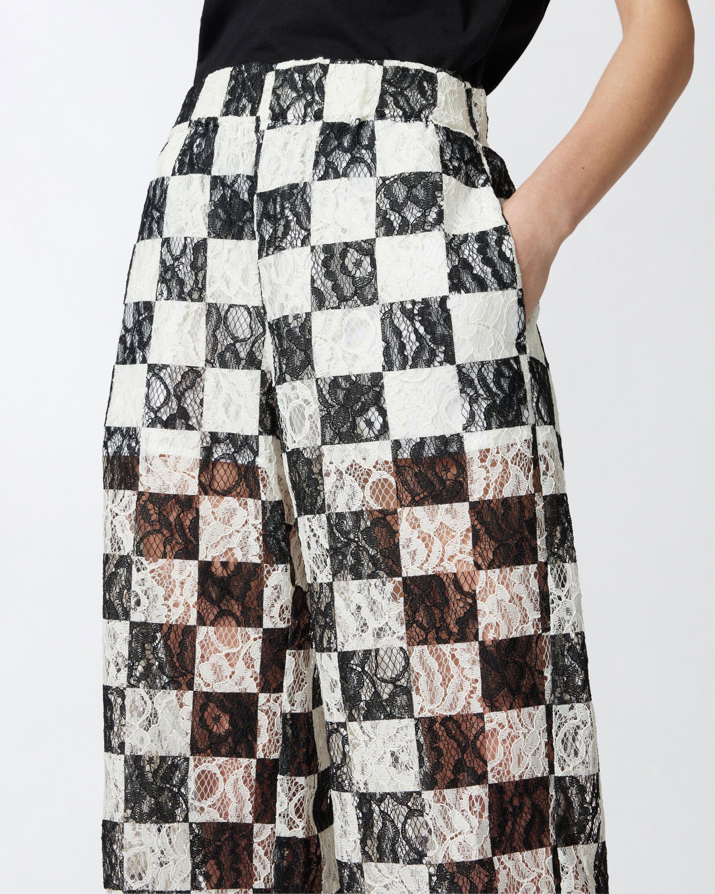 PINKO Pantalone Percy Pizzo-Bianco Nero
