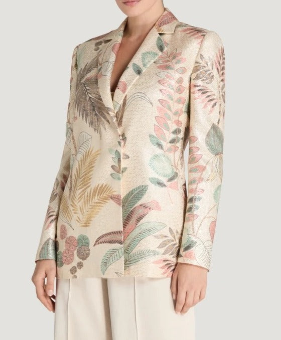 PT Torino Blazer Donna Lurex Floreale-Beige Caldo