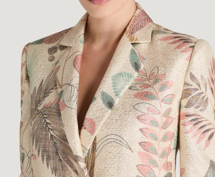 PT Torino Blazer Donna Lurex Floreale-Beige Caldo