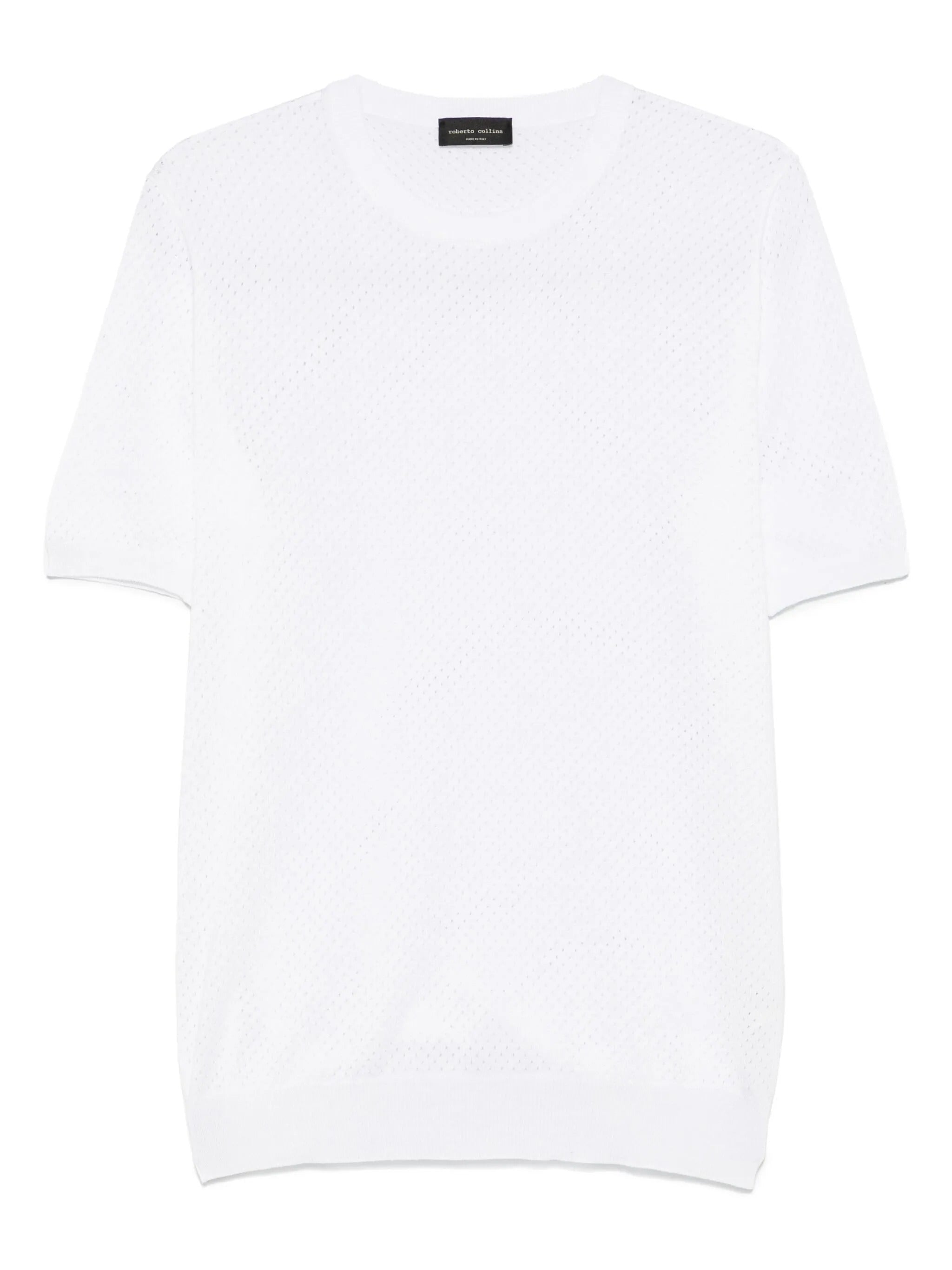 ROBERTO COLLINA T-Shirt Uomo Punto Rete-Bianco