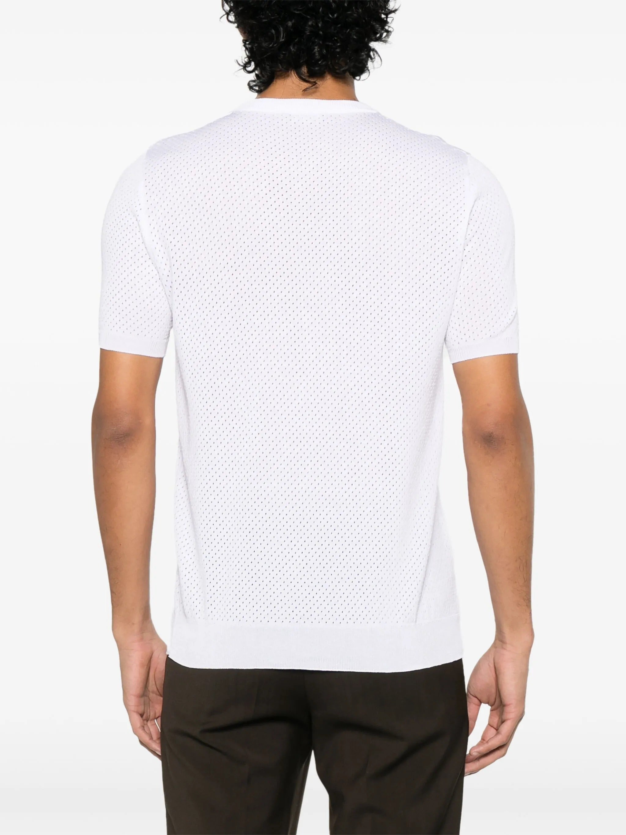 ROBERTO COLLINA T-Shirt Uomo Punto Rete-Bianco