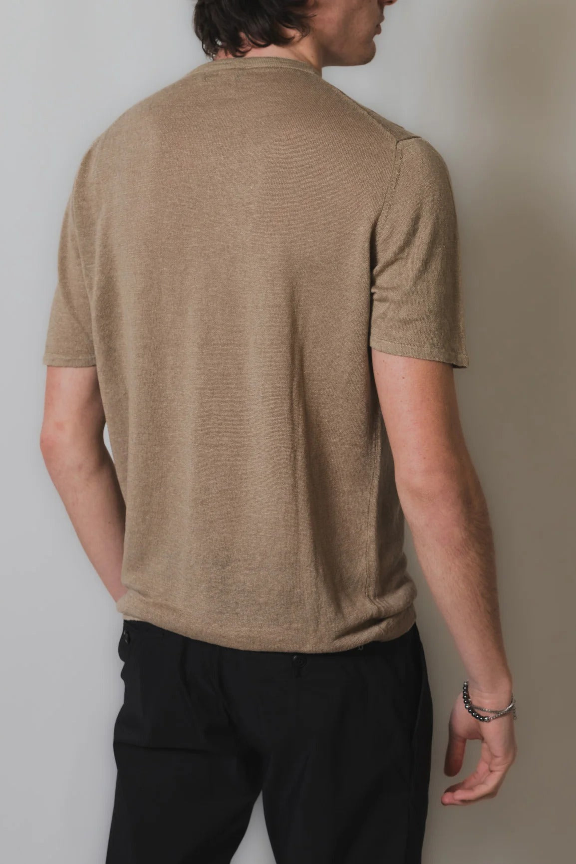 ROBERTO COLLINA T-Shirt Uomo Lino-Sabbia