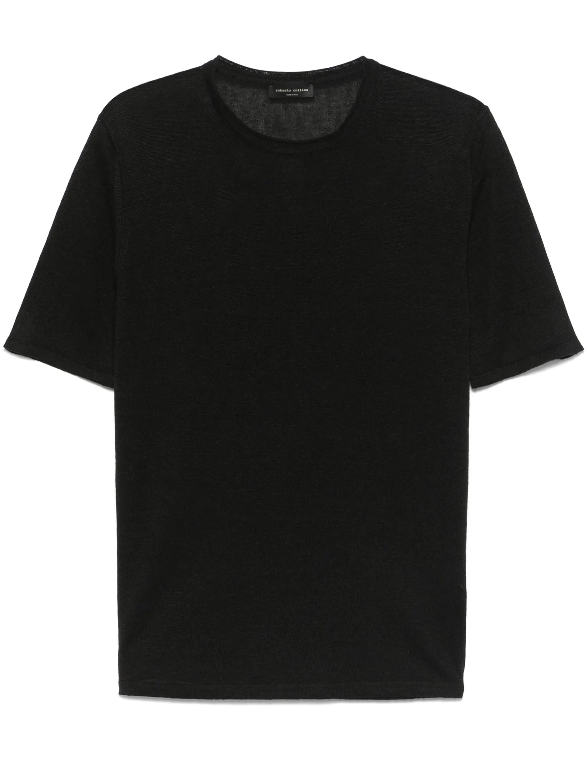 ROBERTO COLLINA T-Shirt Uomo Lino-Nero