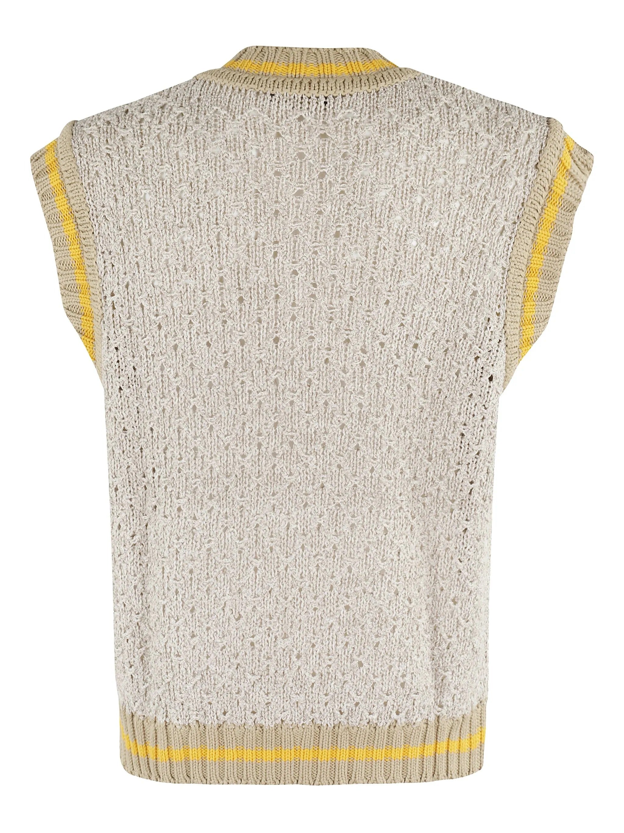 ROBERTO COLLINA Gilet Uomo Scollo V Rigato-Lino