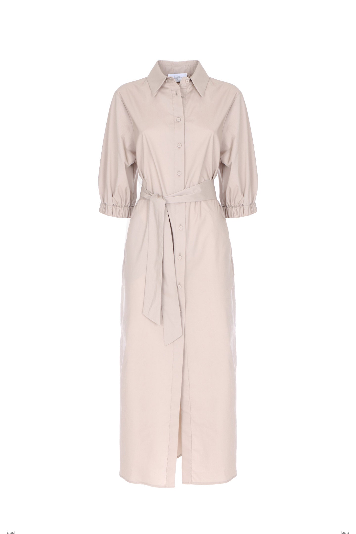 SO ALLURE Abito Chemisier Midi Popeline Cotone-Safari