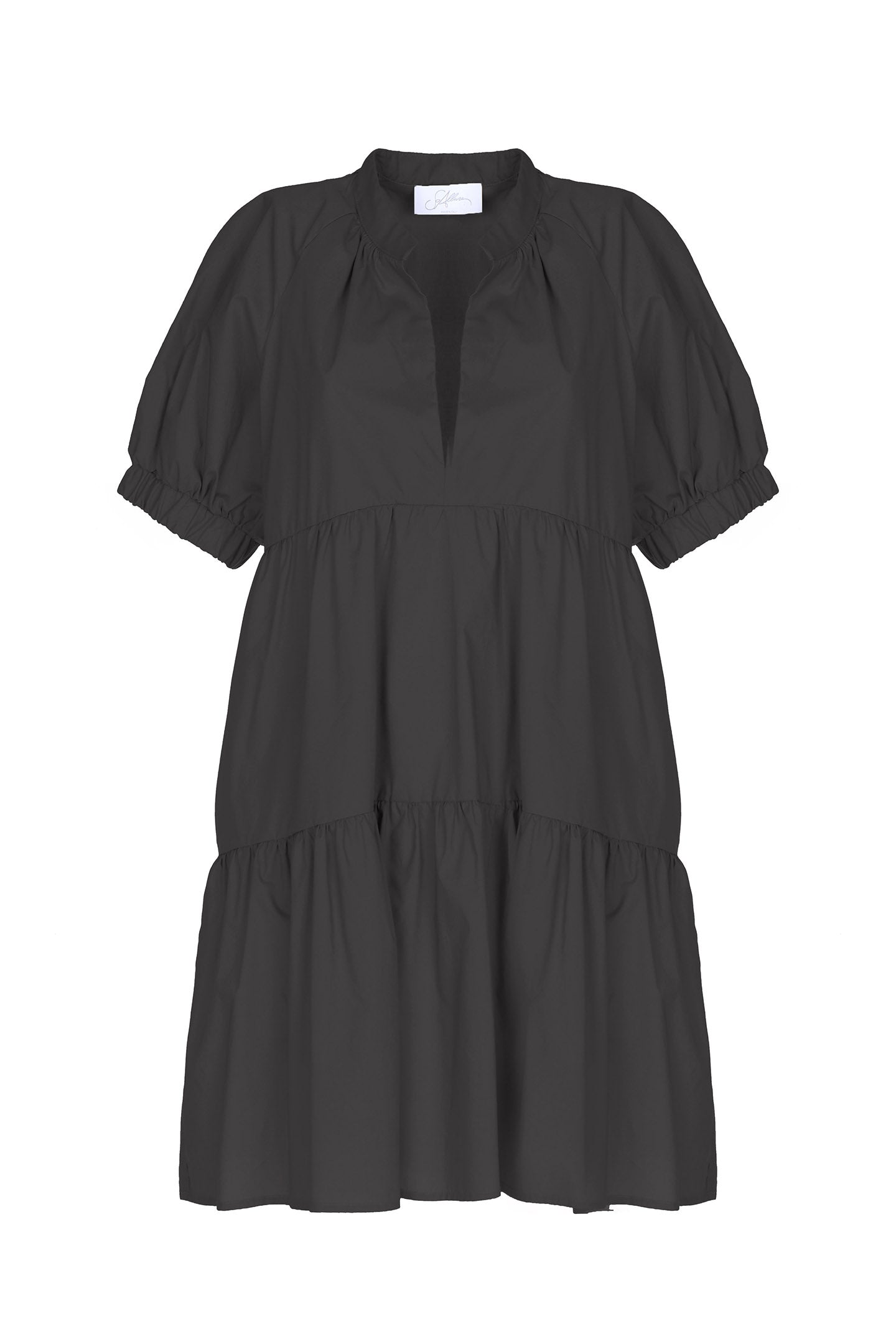 SO ALLURE Abito corto Balze Popeline Cotone-Nero