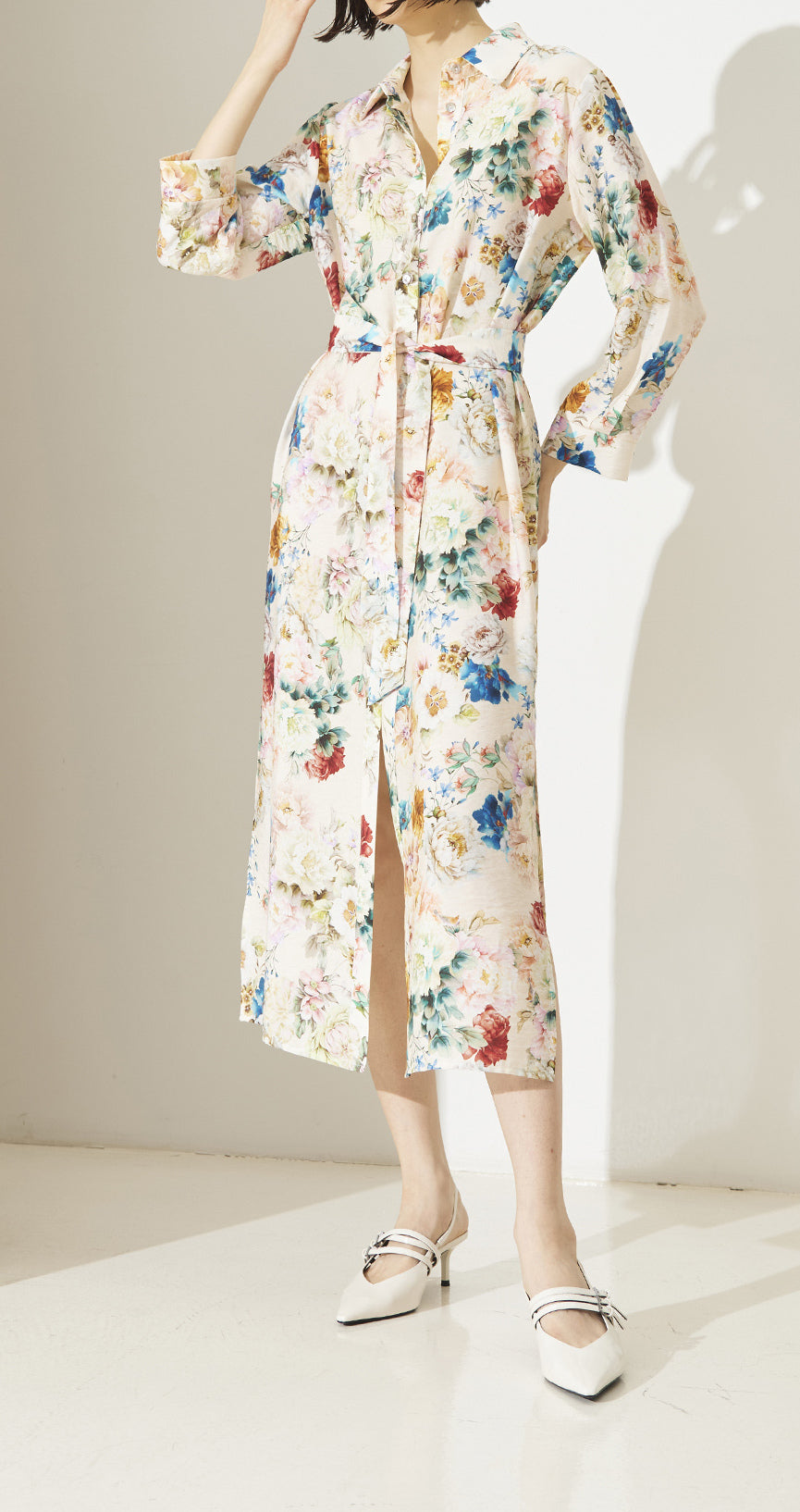 SO ALLURE Abito Chemisier Midi Rayon-Floreale