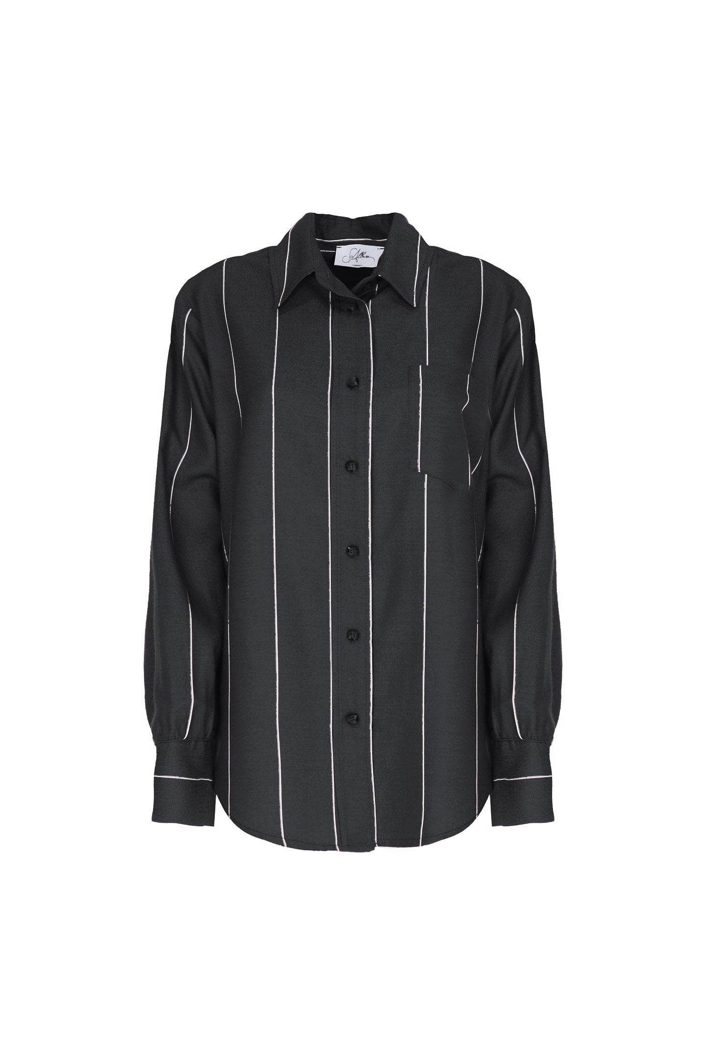 SO ALLURE Camicia Misto Viscosa Righe-Nero