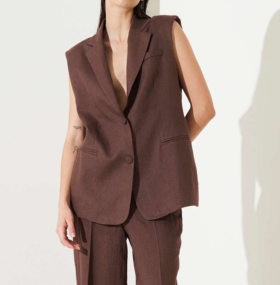 SO ALLURE Gilet Monopetto Lino-Namibia