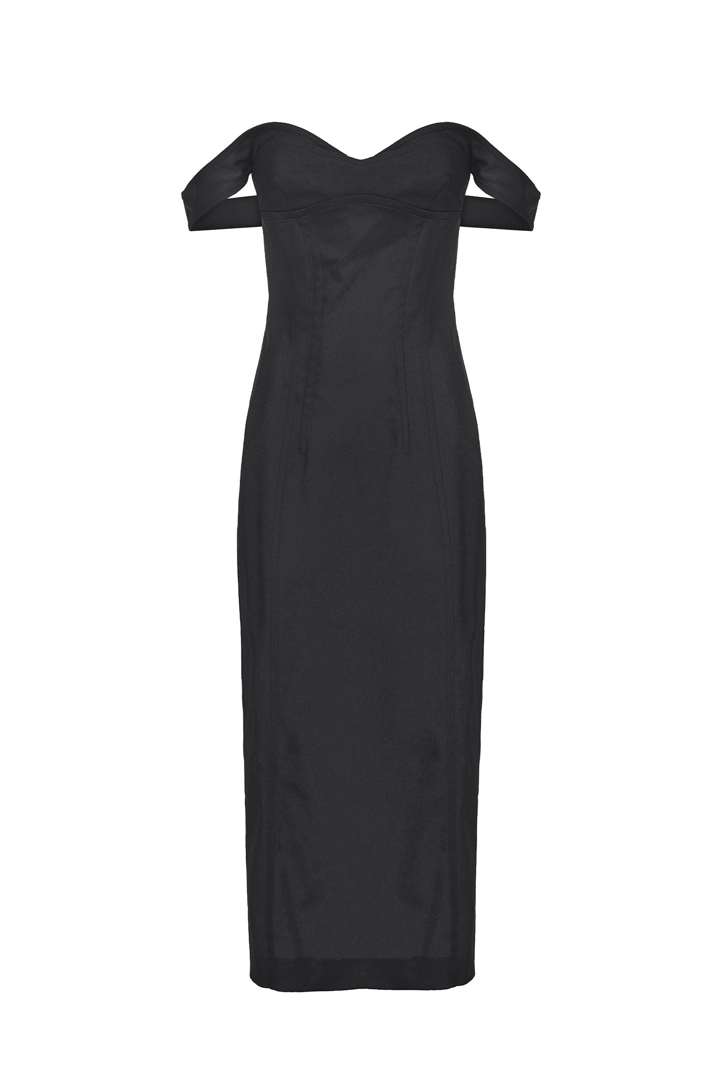 SO ALLURE Abito Midi Tubino Popeline Cotone-Nero