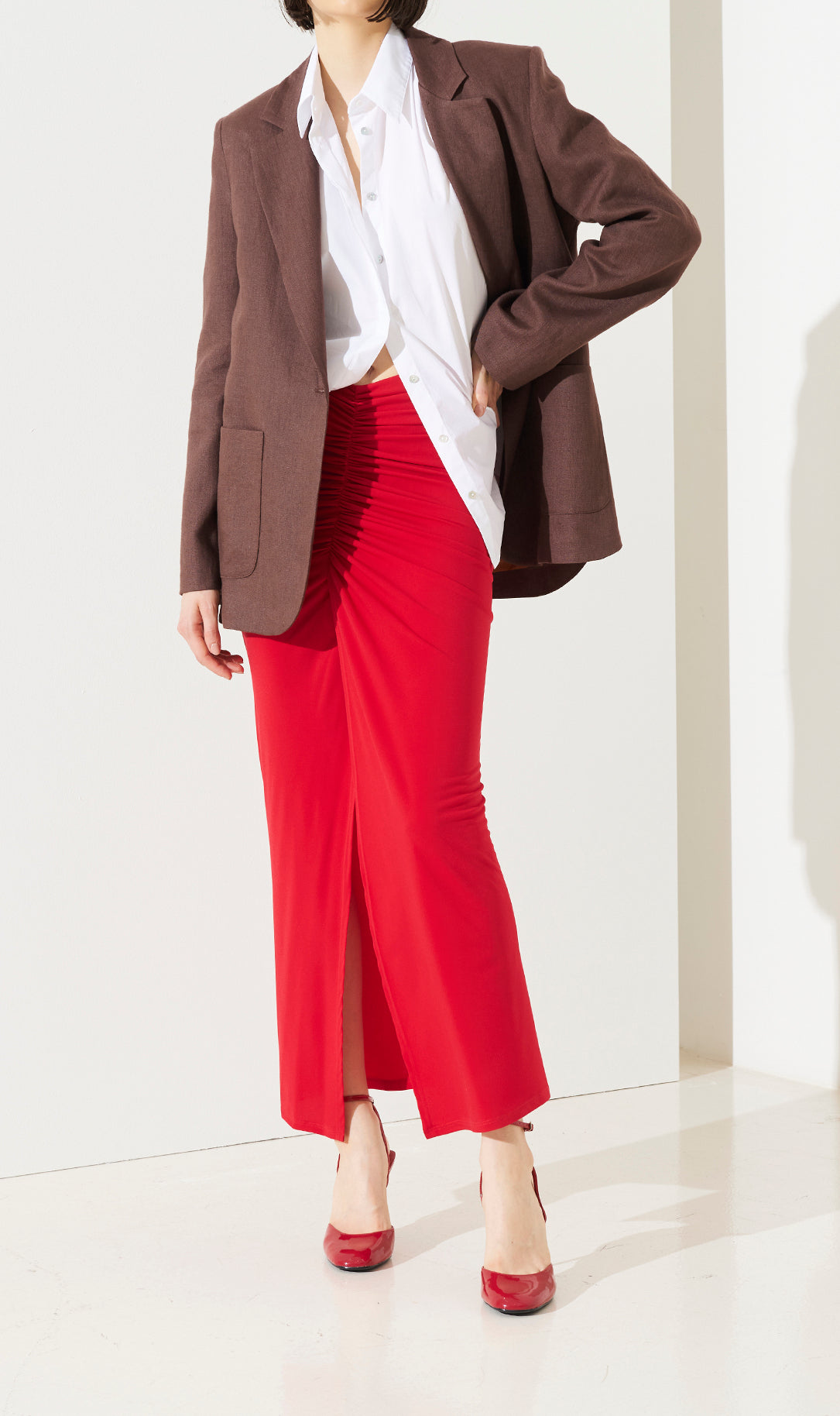 SO ALLURE Gonna Lunga Jersey-Rosso