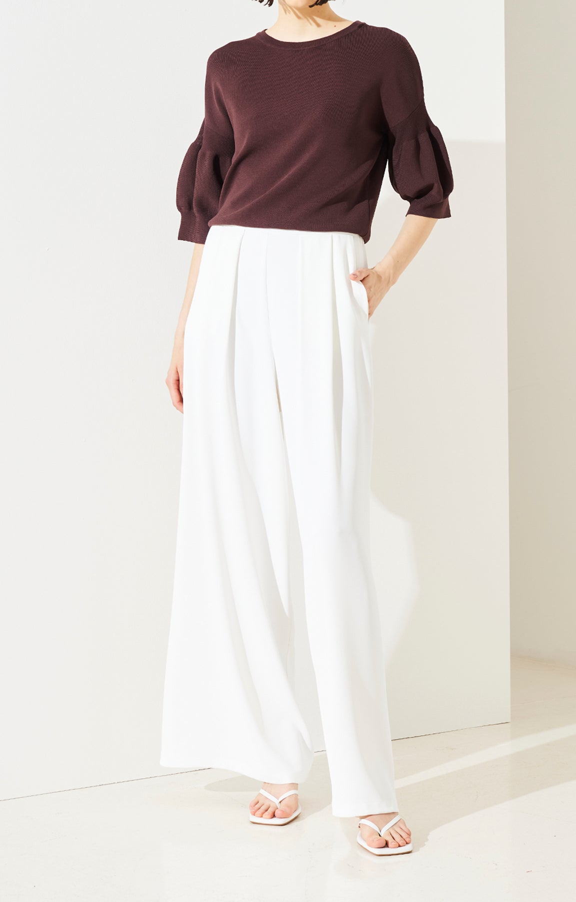 SO ALLURE Pantalone Maxi Palazzo Fluido-Milk