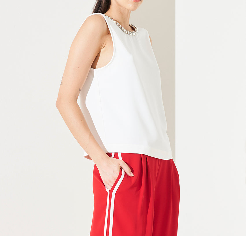 SO ALLURE Blusa Girocollo strass-Milk