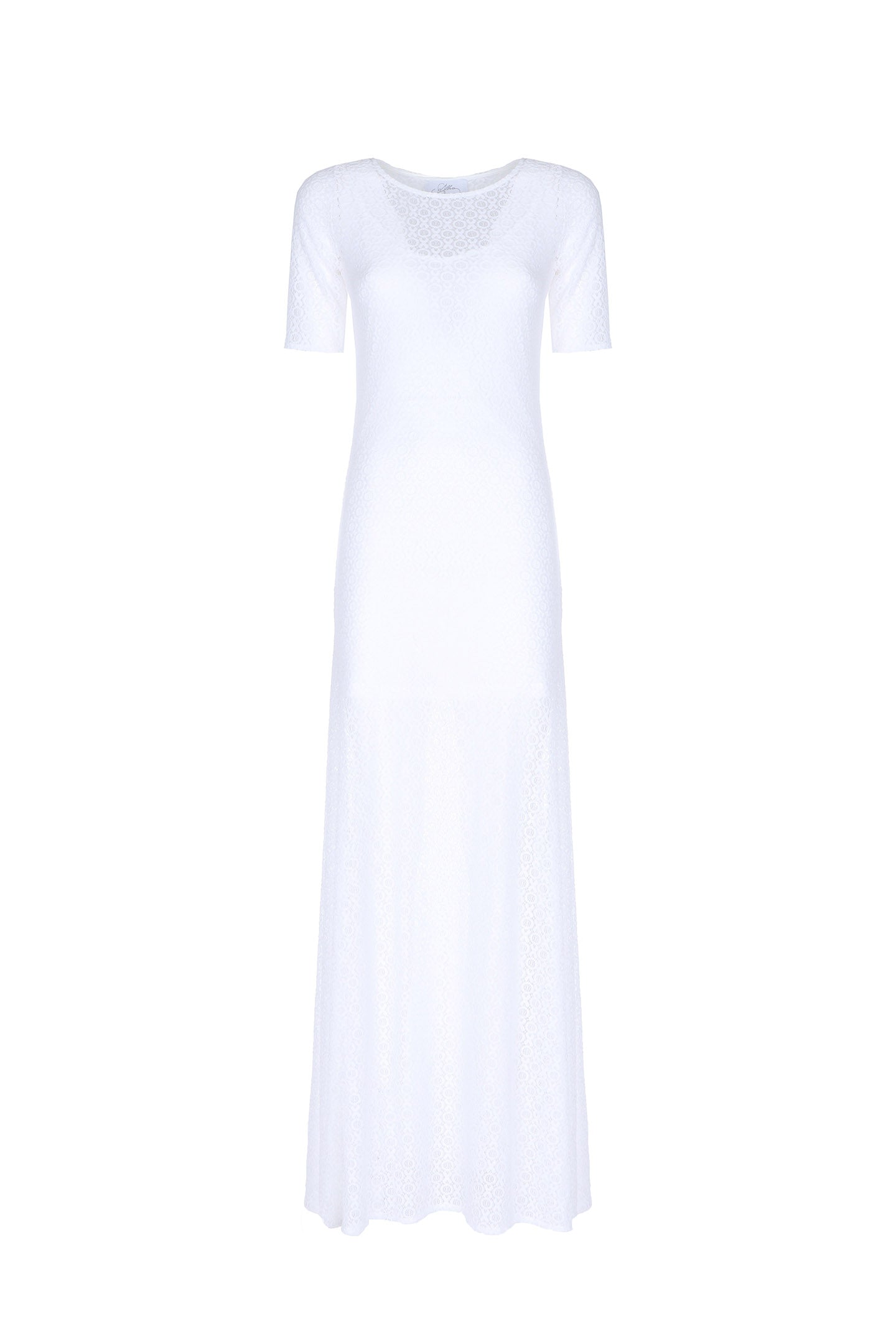 SO ALLURE Abito Lungo Pizzo Stretch-Latte