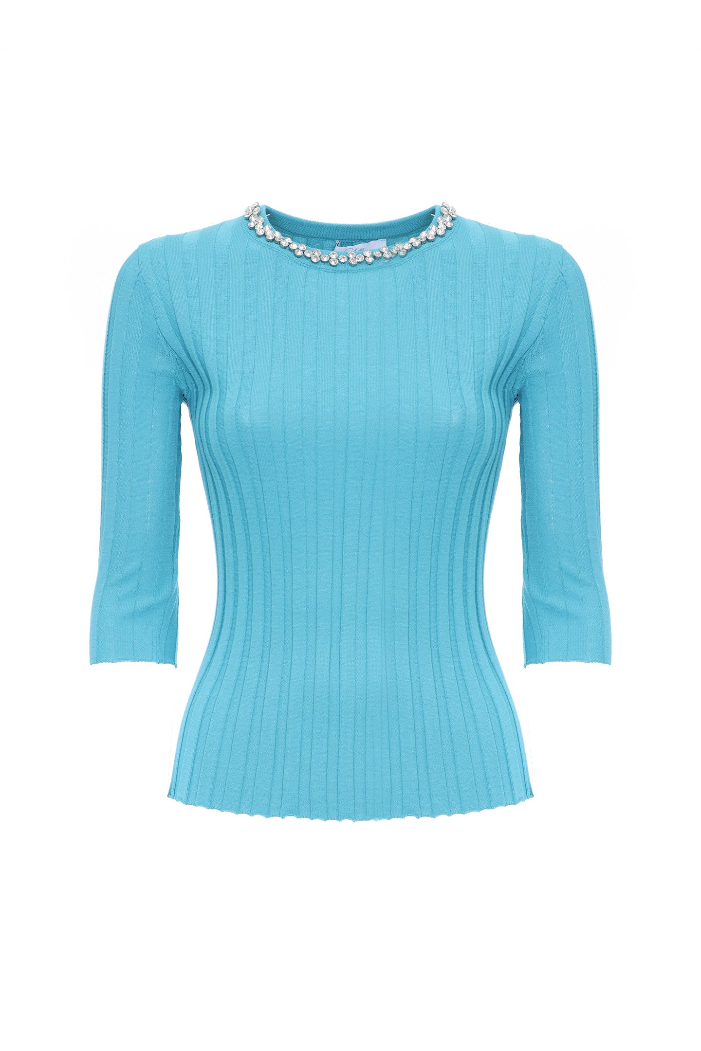 SO ALLURE Maglia Coste Girocollo Strass-Atollo