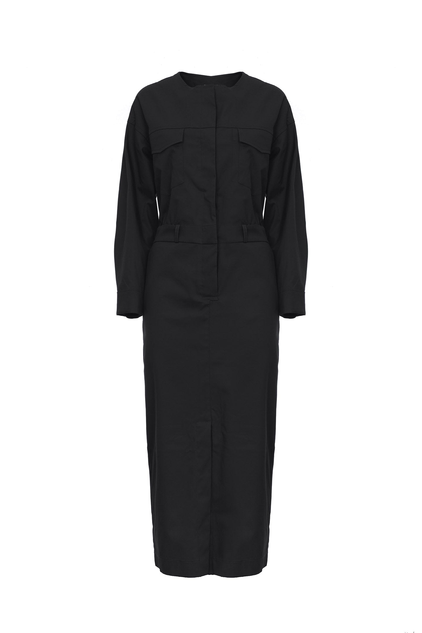 SO ALLURE Abito Chemisier Midi Multitasche Cotone-Nero