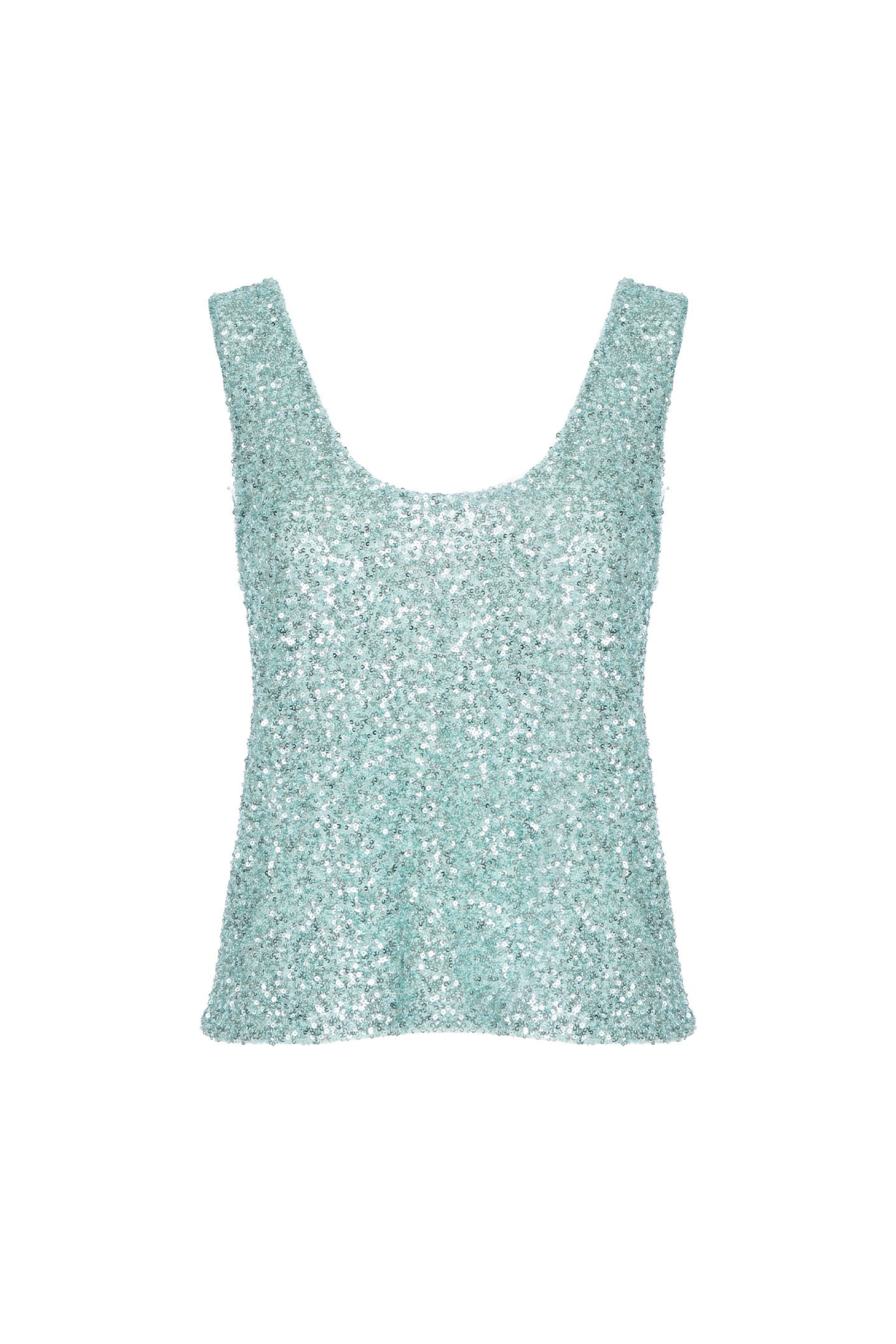 SO ALLURE Top Cropped Paillettes-Acqua