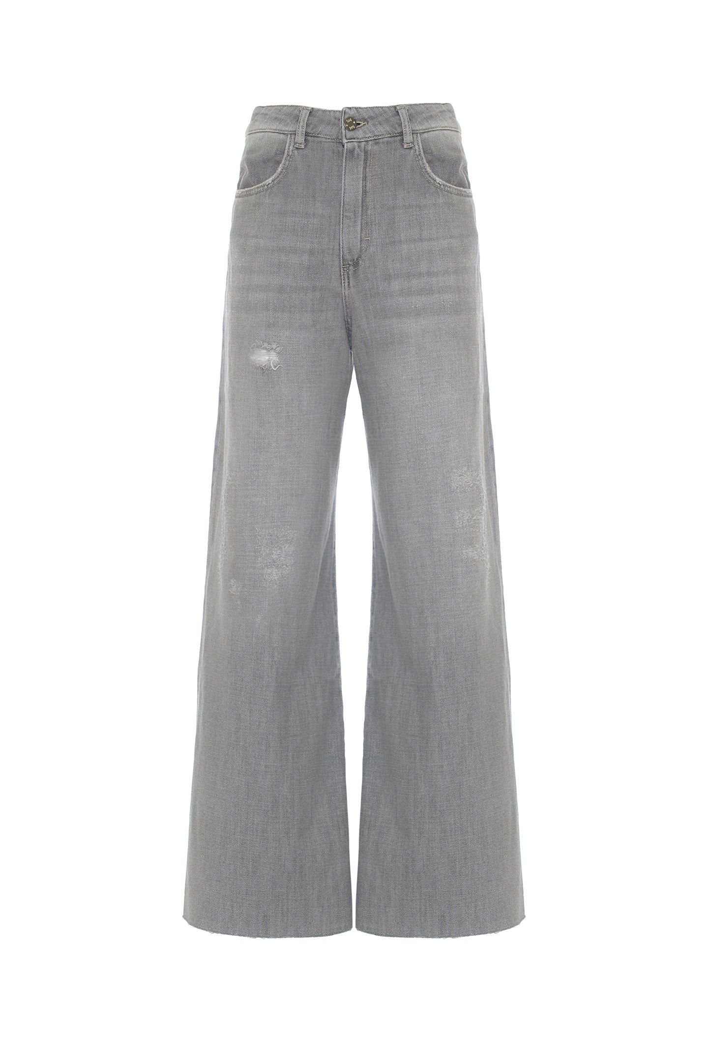SO ALLURE JEANS Wide Leg Over Denim-Light Grey