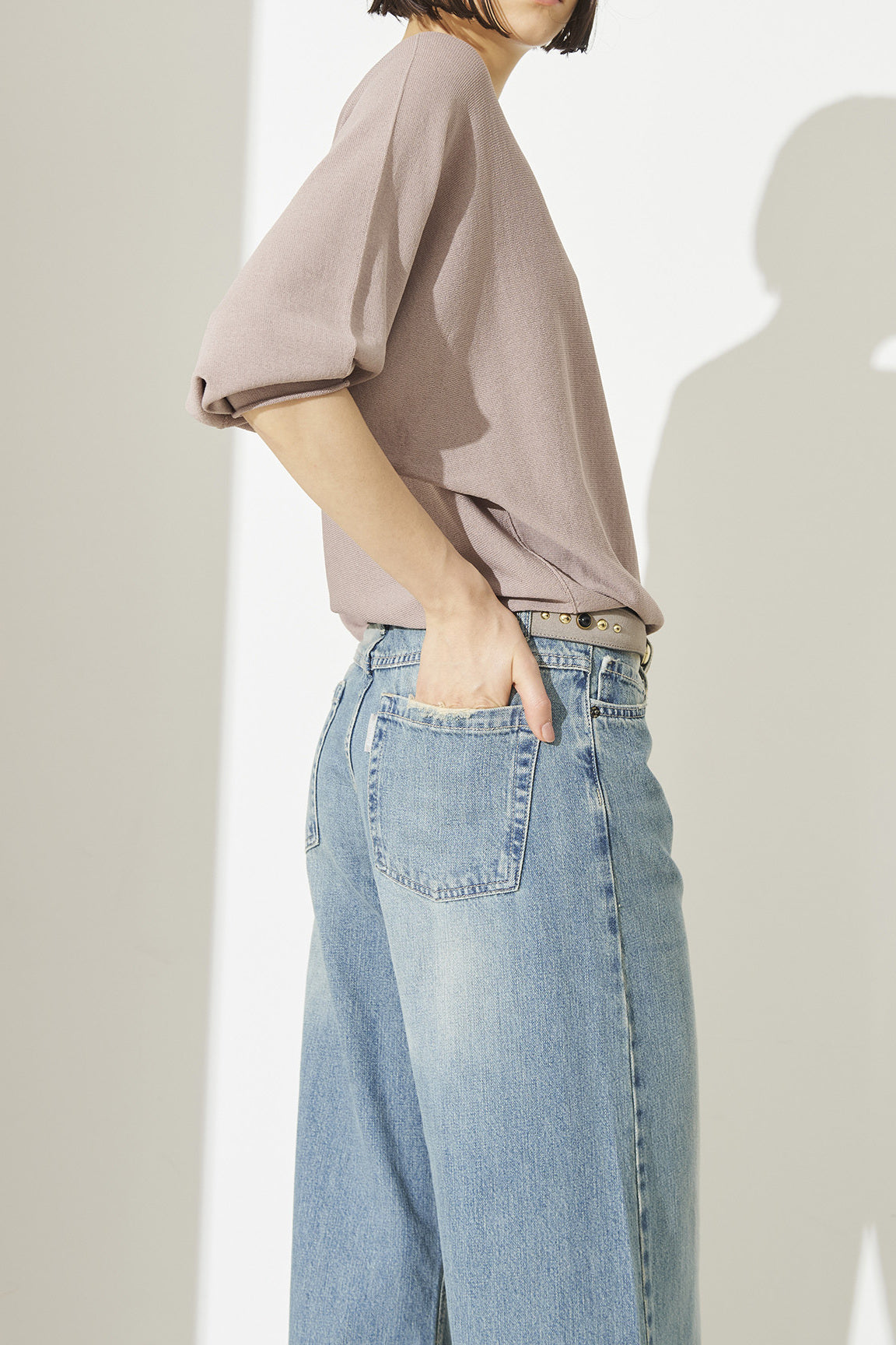 SO ALLURE Jeans Wide Leg Molature Denim-Medium Blue