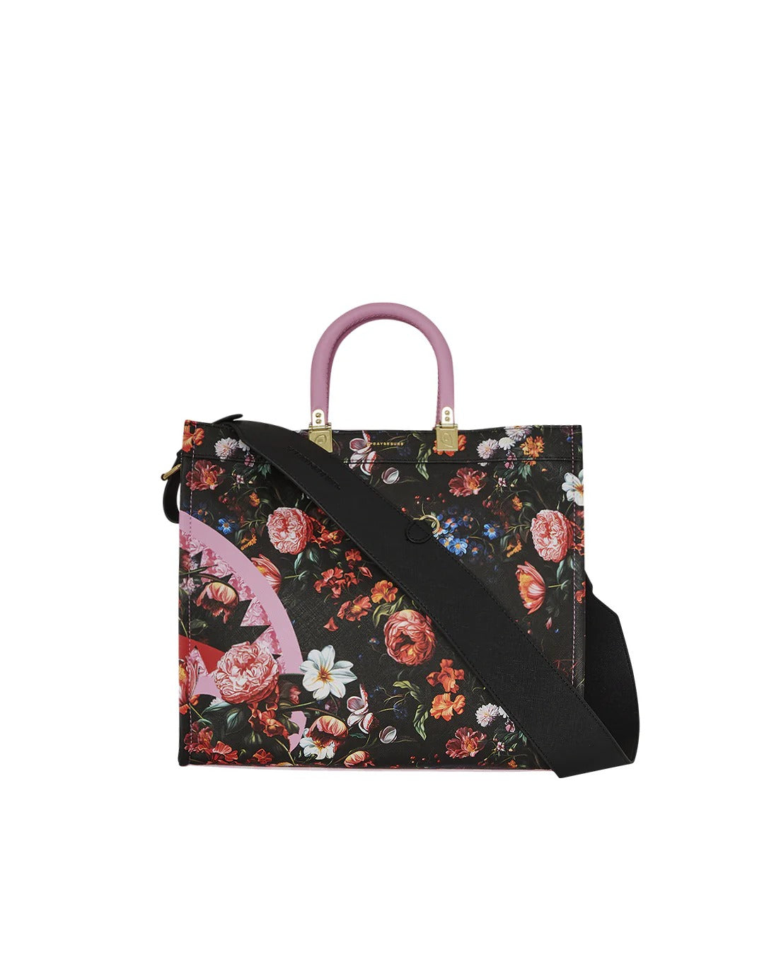 SPRAYGROUND BORSA TOTE Pink Flowers-Nero Rosa