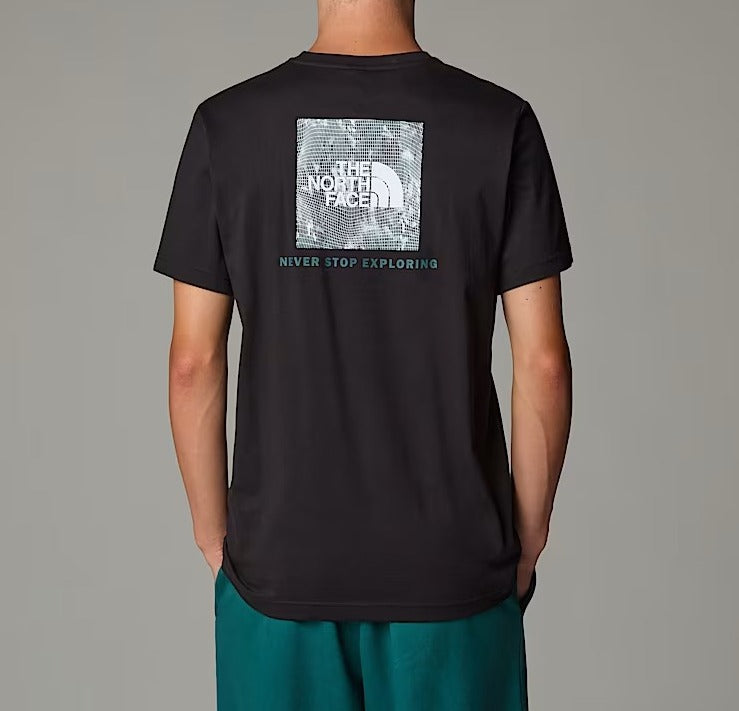 THE NORTH FACE T-Shirt Uomo Nse Box-Tnf Black Deep Nori Trail Grid Print