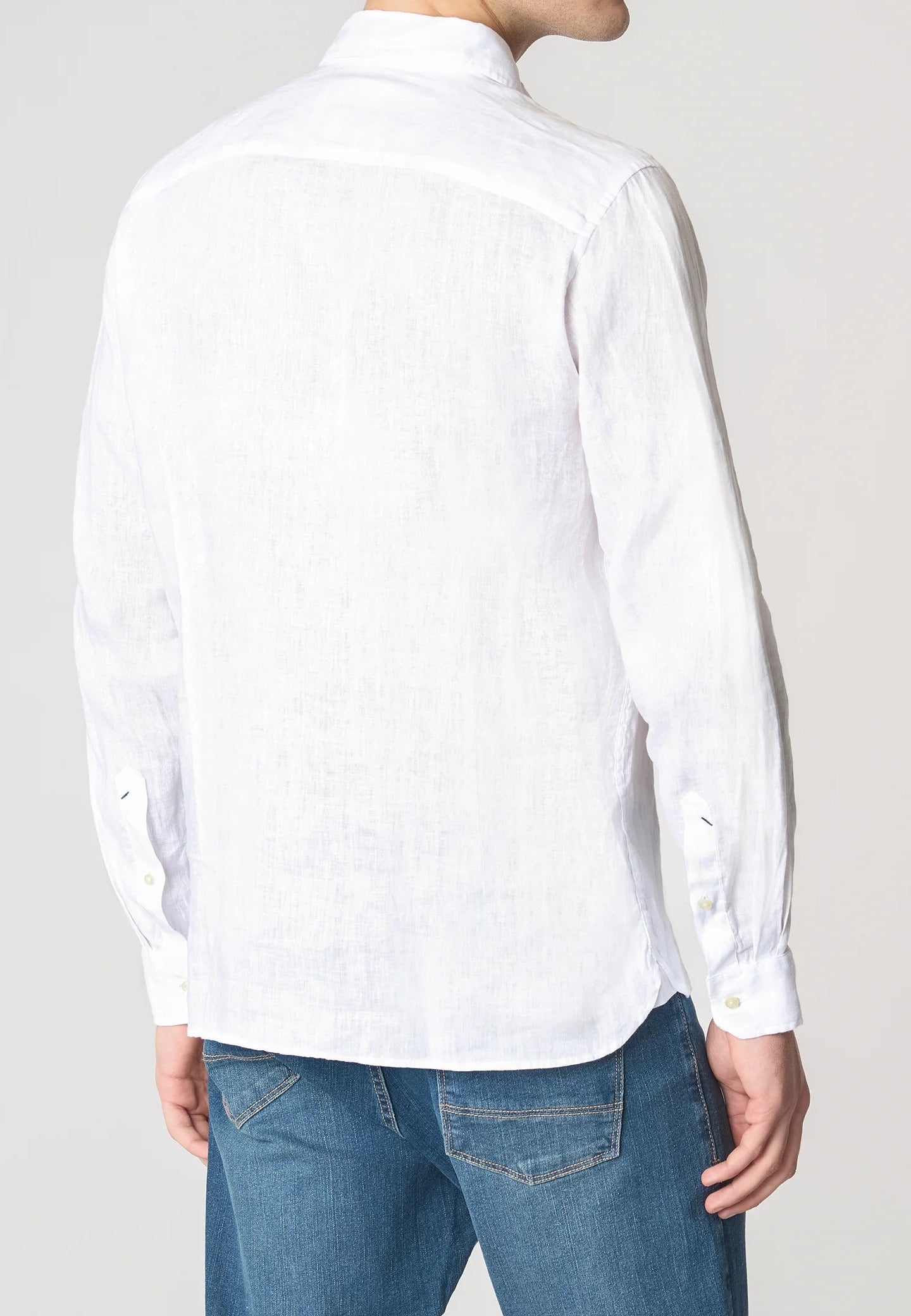 U.S. POLO ASSN. Camicia Uomo ZED Lino Chambray Slim Fit-Bianco