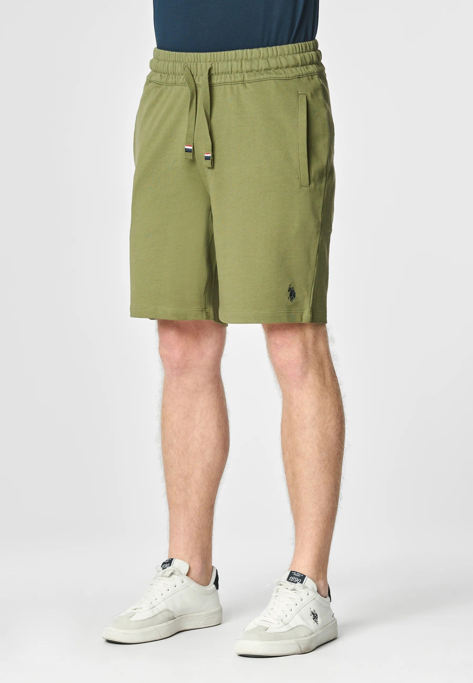 U.S. POLO ASSN. Shorts Uomo BALD Felpa Cotone-Verde Militare