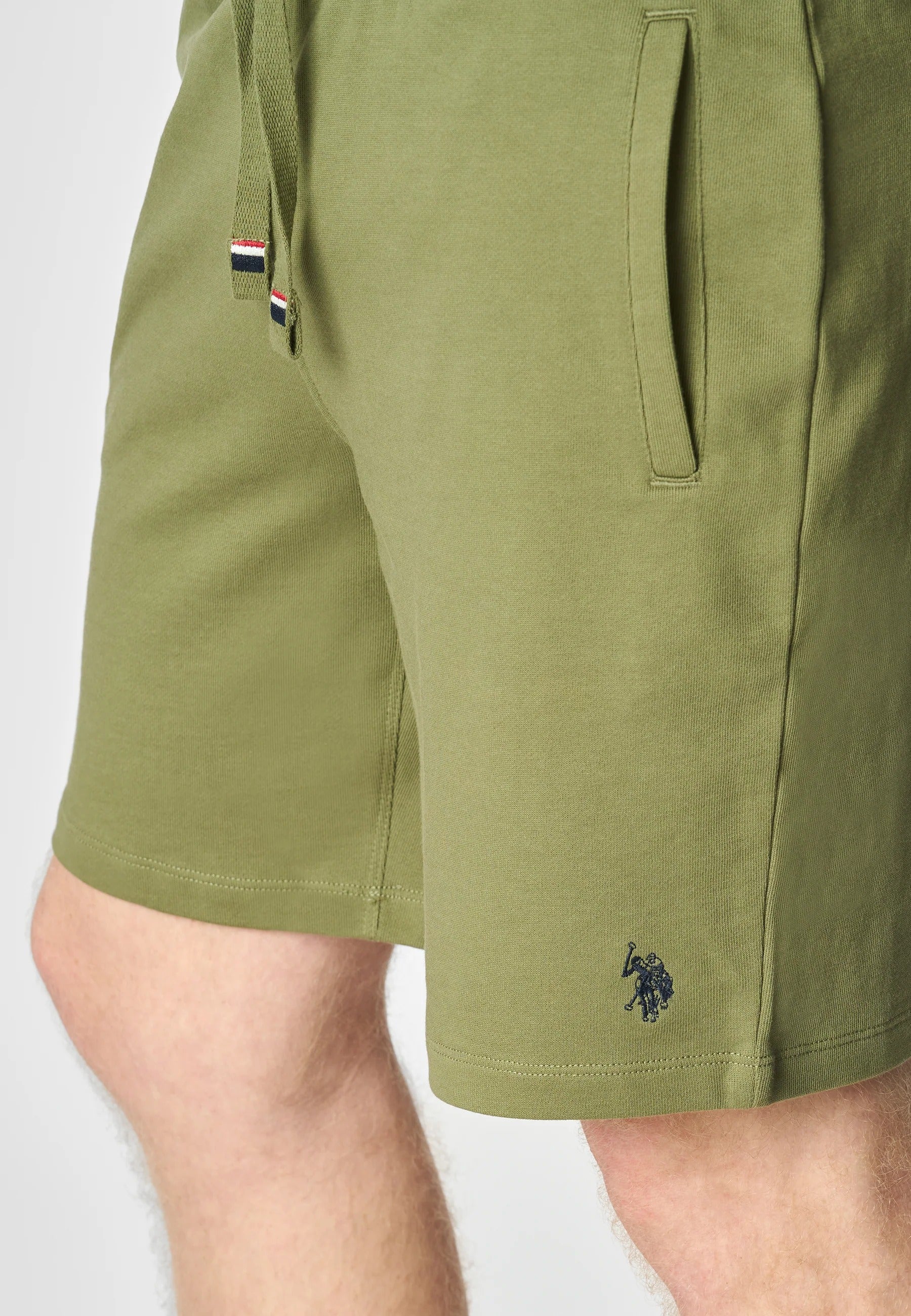 U.S. POLO ASSN. Shorts Uomo BALD Felpa Cotone-Verde Militare