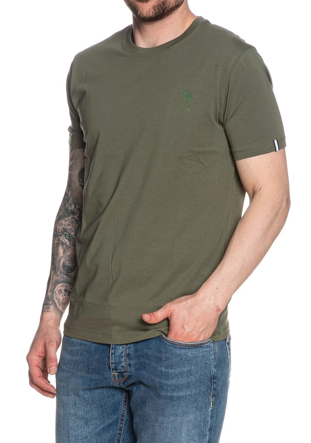 U.S. POLO ASSN. T-Shirt Uomo Mick Reflect Tape-Verde Militare