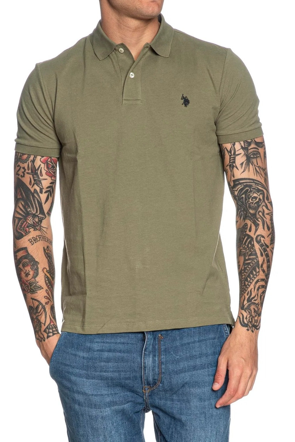 U.S. POLO ASSN. Polo Uomo King Basic-Verde Militare