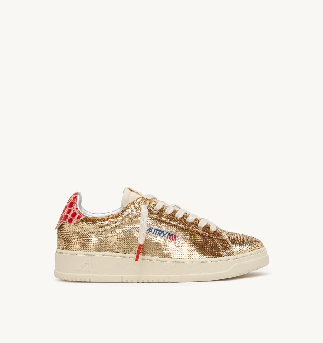 AUTRY Sneaker Donna Dallas Low-PlatinumPaillettes Red Cro