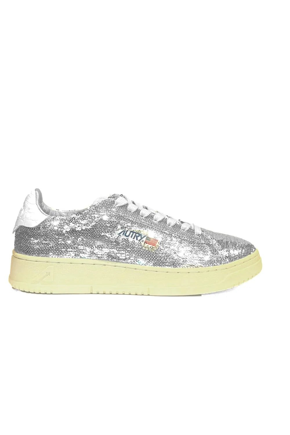 AUTRY Sneaker Donna Dallas low-Silver Paillettes White Cro