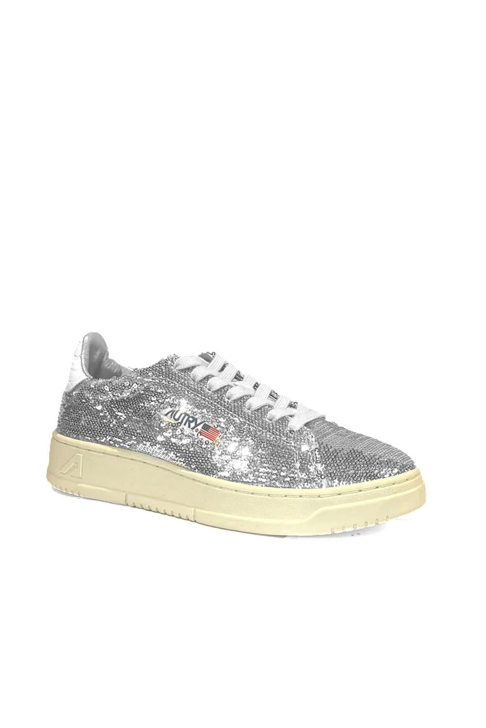 AUTRY Sneaker Donna Dallas low-Silver Paillettes White Cro