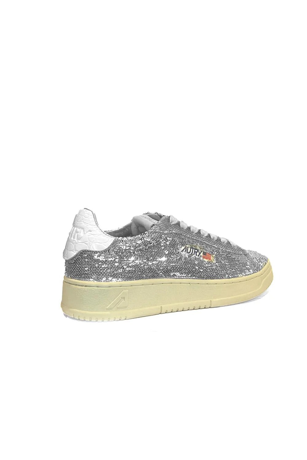 AUTRY Sneaker Donna Dallas low-Silver Paillettes White Cro