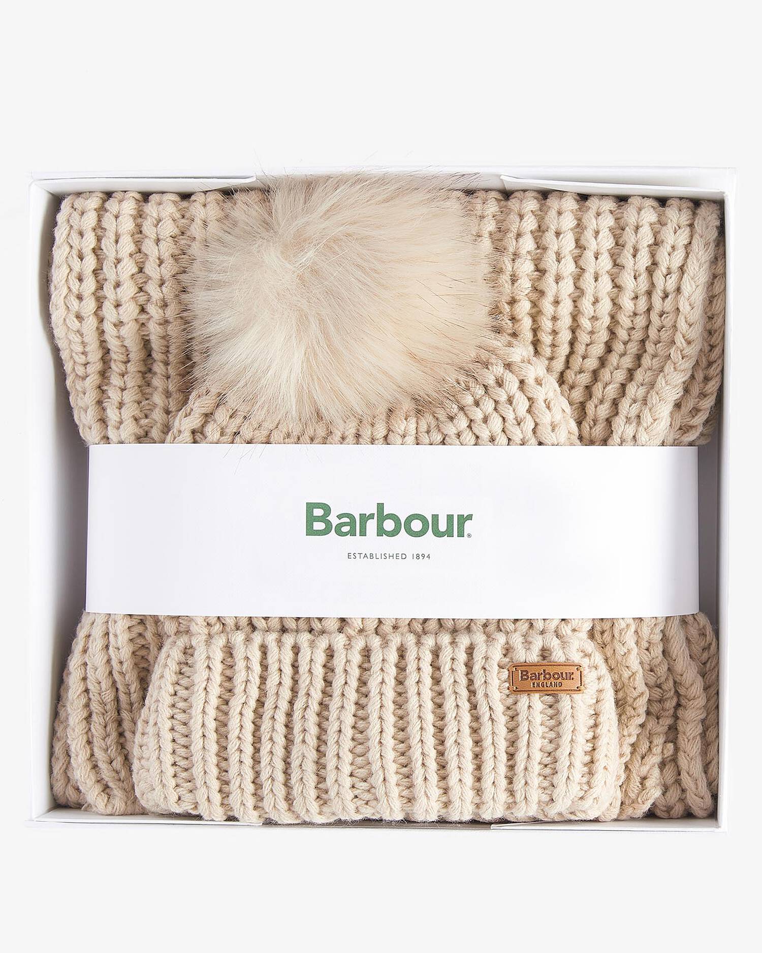BARBOUR Set Regalo Donna Berretto & Sciarpa Saltburn-Pearl