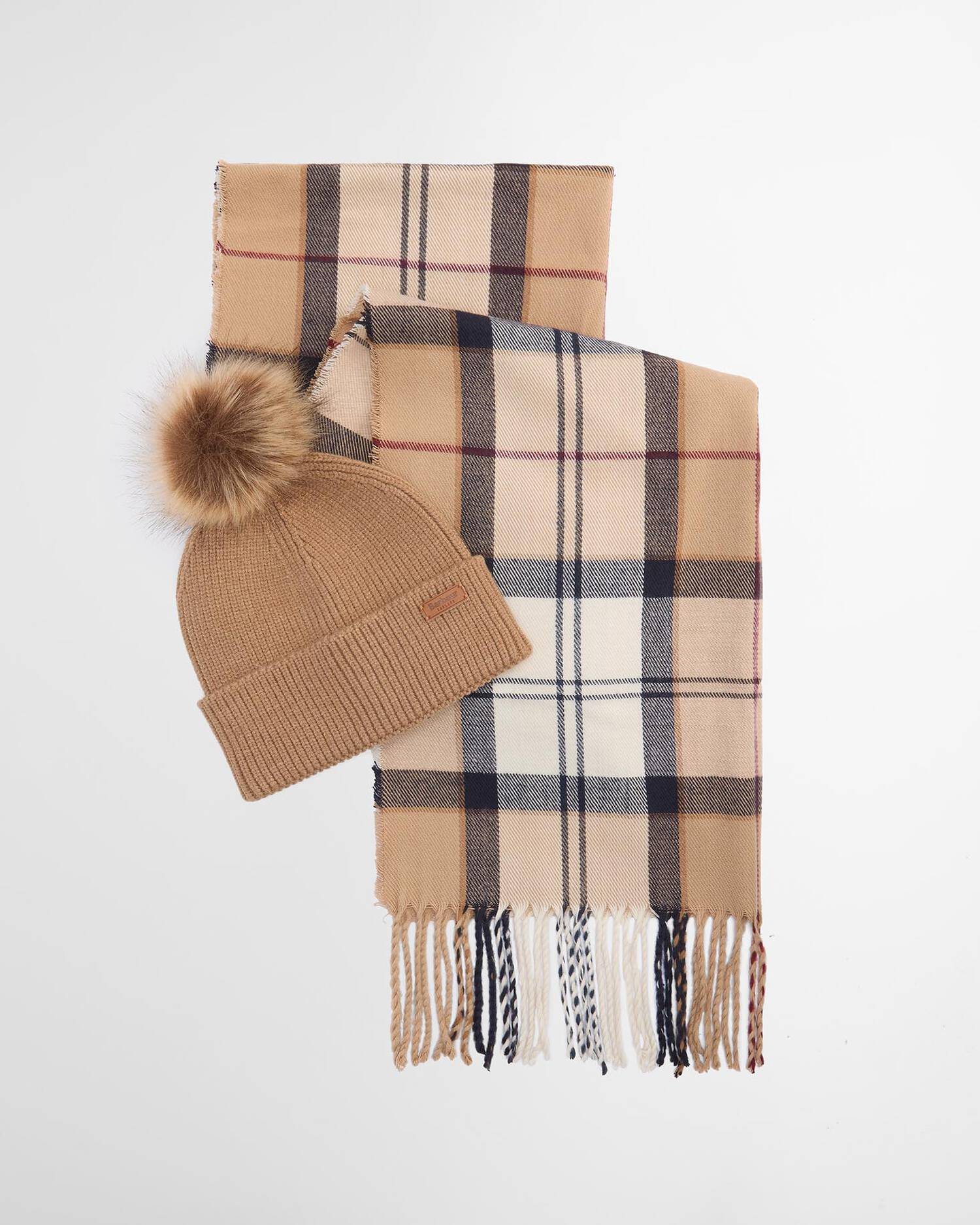 BARBOUR Set Regalo Donna Berretto Dover & Sciarpa Hailes--Hessian Tartan