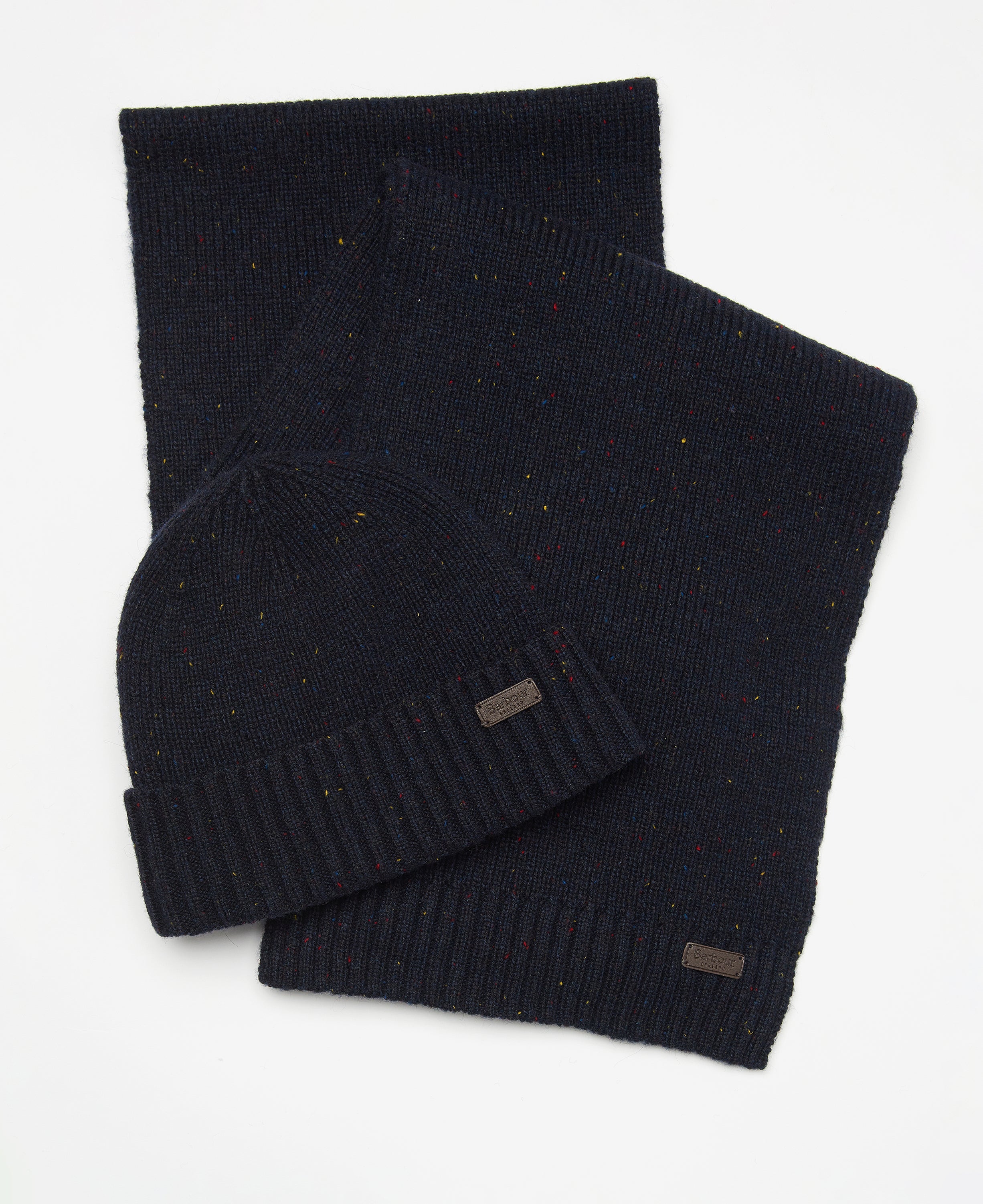 BARBOUR Set Regalo Uomo Berretto e Sciarpa CARLTON FLECK-Classic Navy