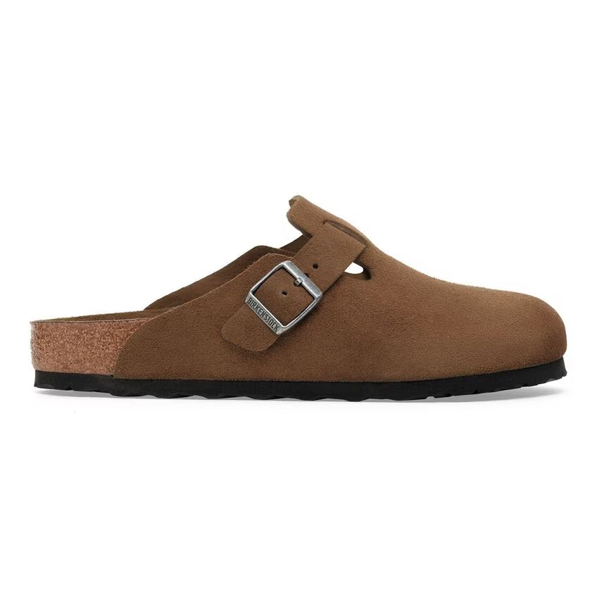 BIRKENSTOCK Ciabatta Unisex BOSTON SFB Suede-Dark Tea Tonal