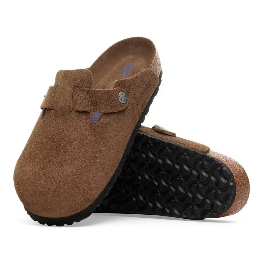 BIRKENSTOCK Ciabatta Unisex BOSTON SFB Suede-Dark Tea Tonal