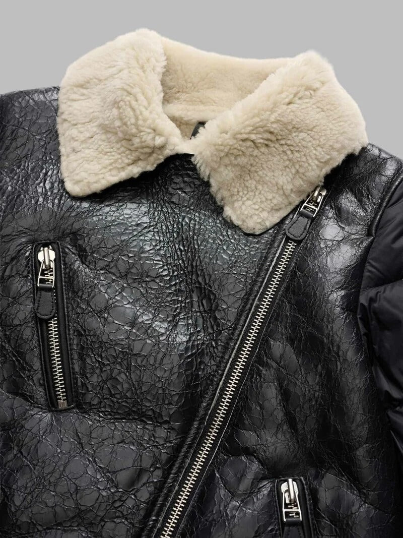 BLAUER Giubbotto Donna Chiodo Montone Candor-Nero