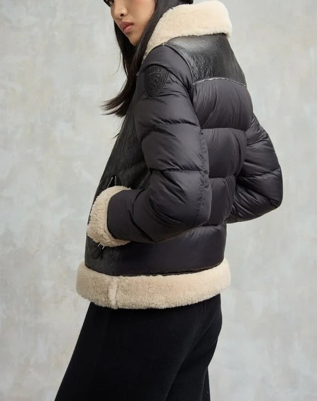 BLAUER Giubbotto Donna Chiodo Montone Candor-Nero