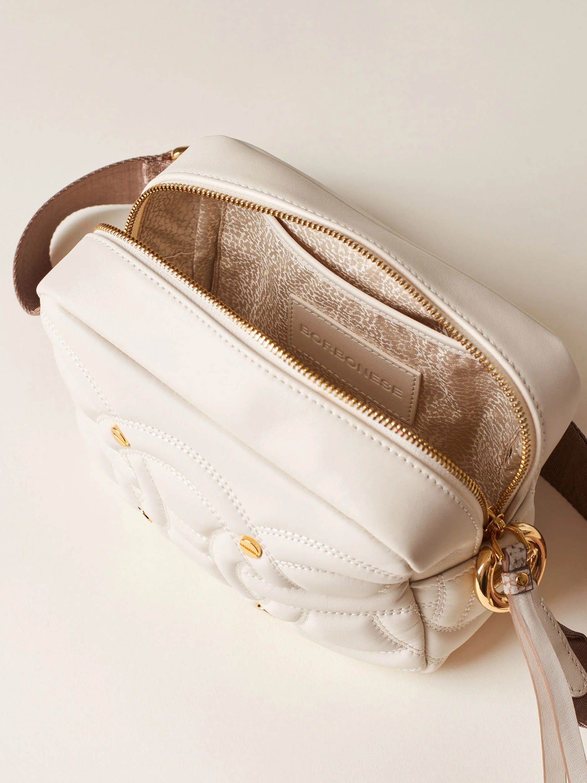 BORBONESE Borsa Rondò Camera Case S-Alabastro Mushroom