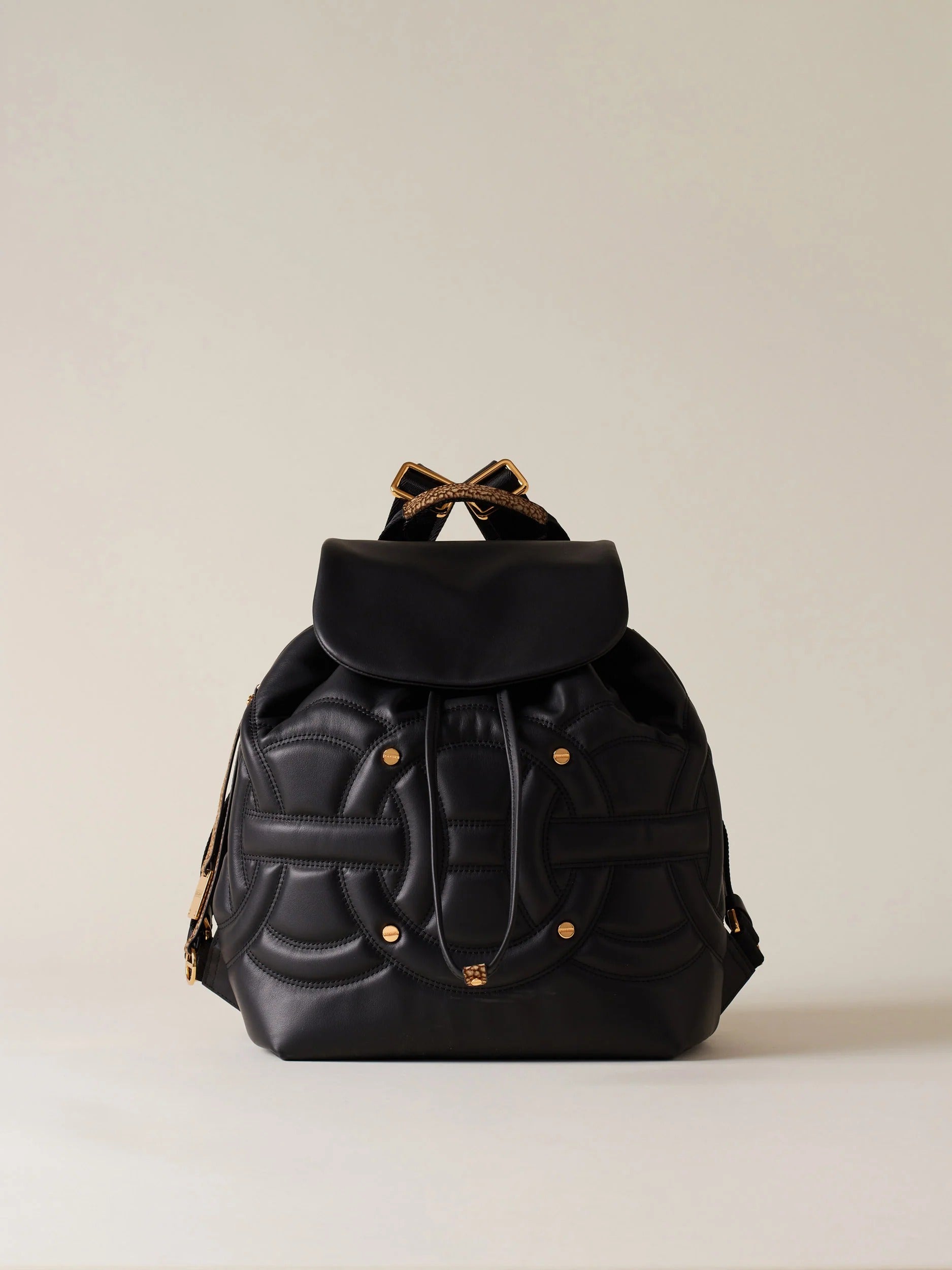 BORBONESE Zaino Rondò Medium-Nero Naturale