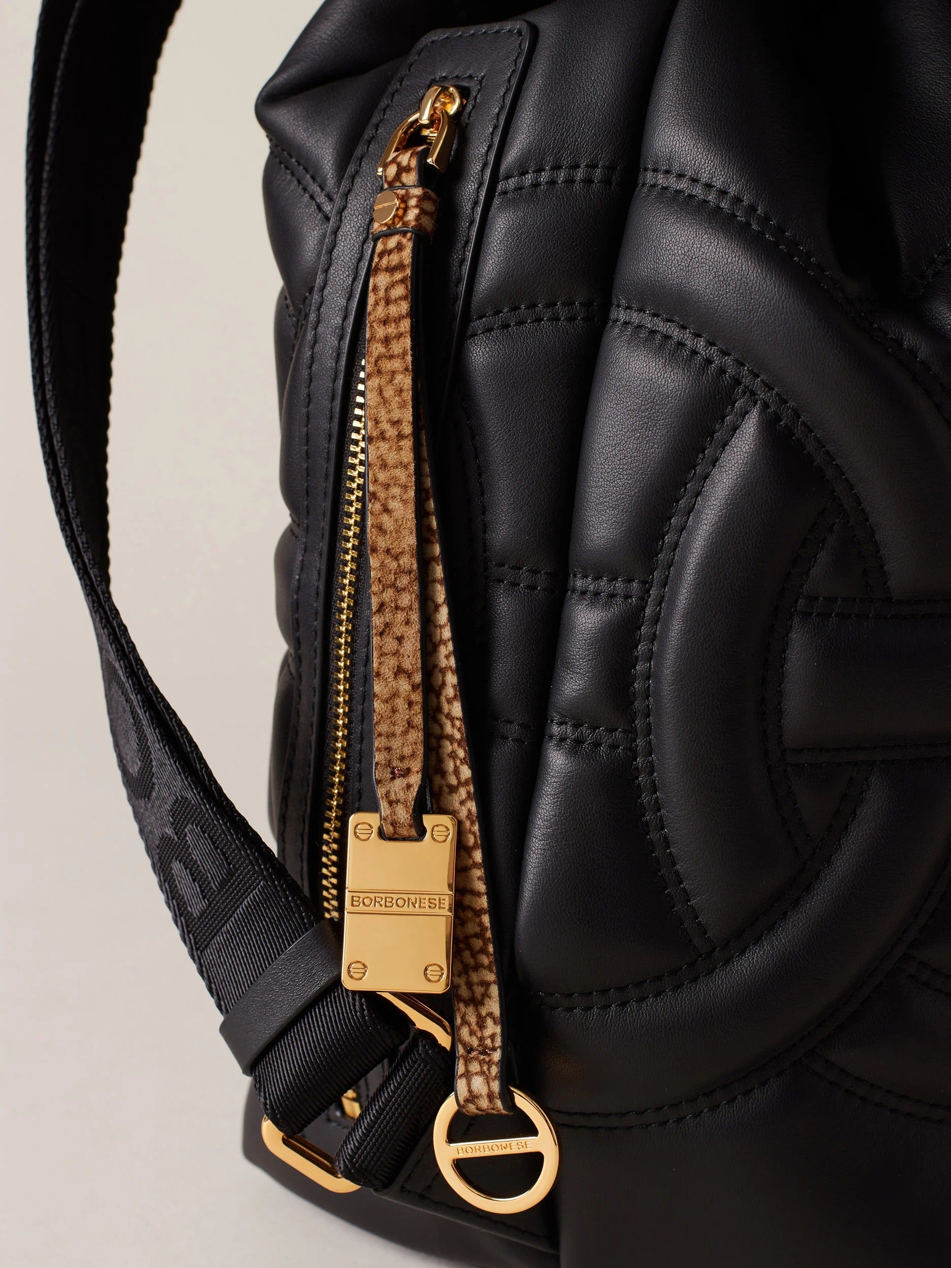 BORBONESE Zaino Rondò Medium-Nero Naturale