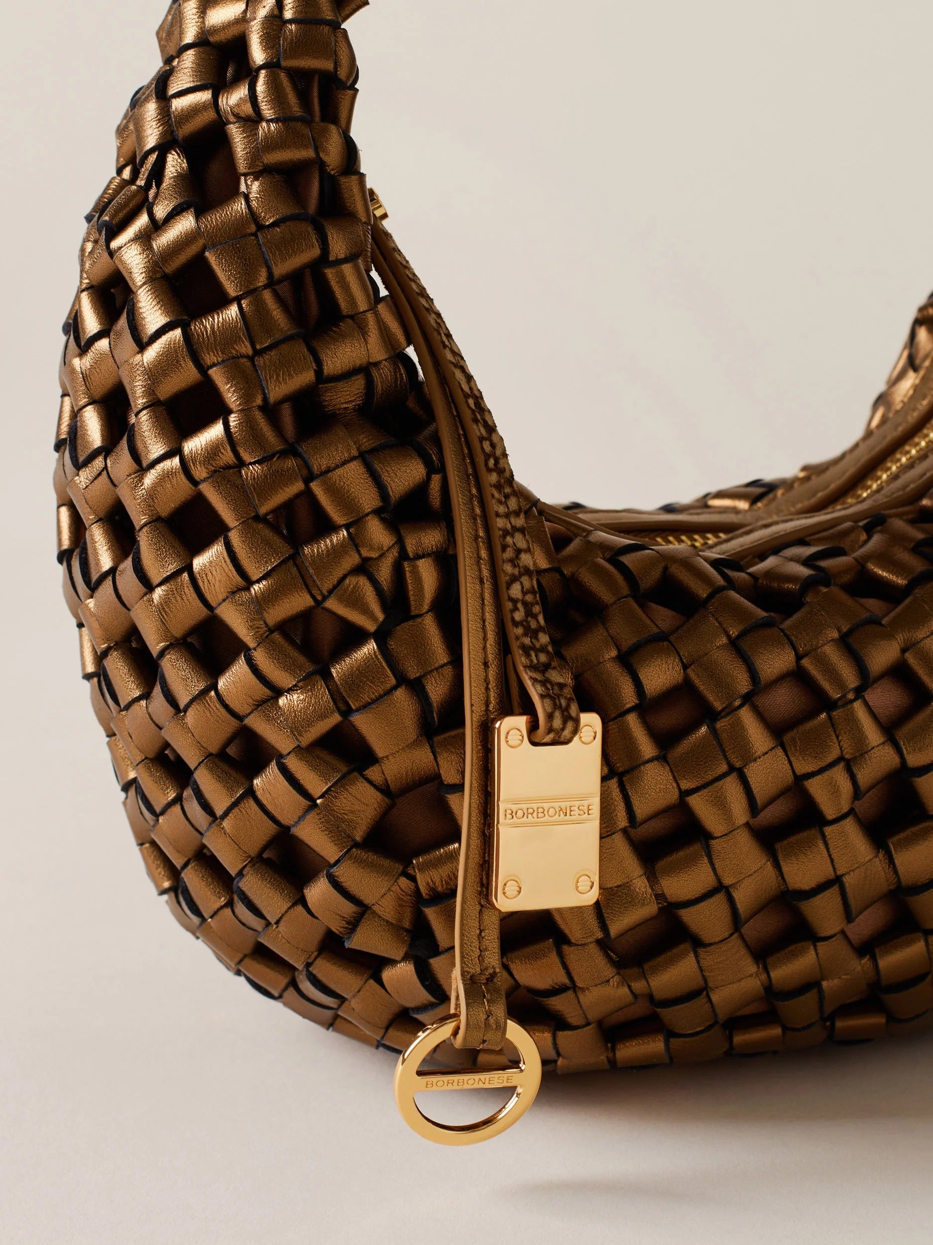 BORBONESE Borsa La Nido Hobo Petite-Bronzo