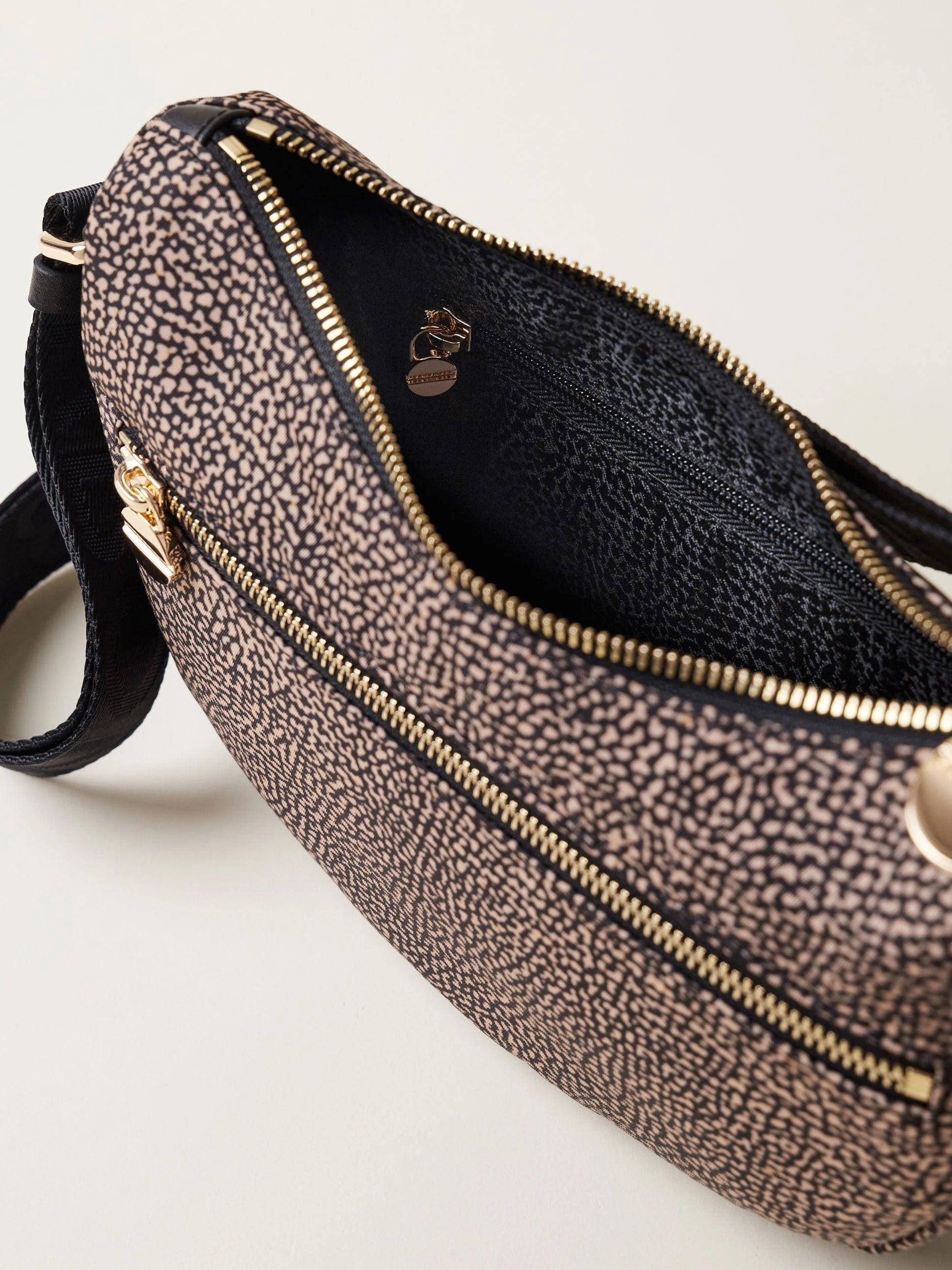 BORBONESE Borsa Luna Mini-Naturale Nero