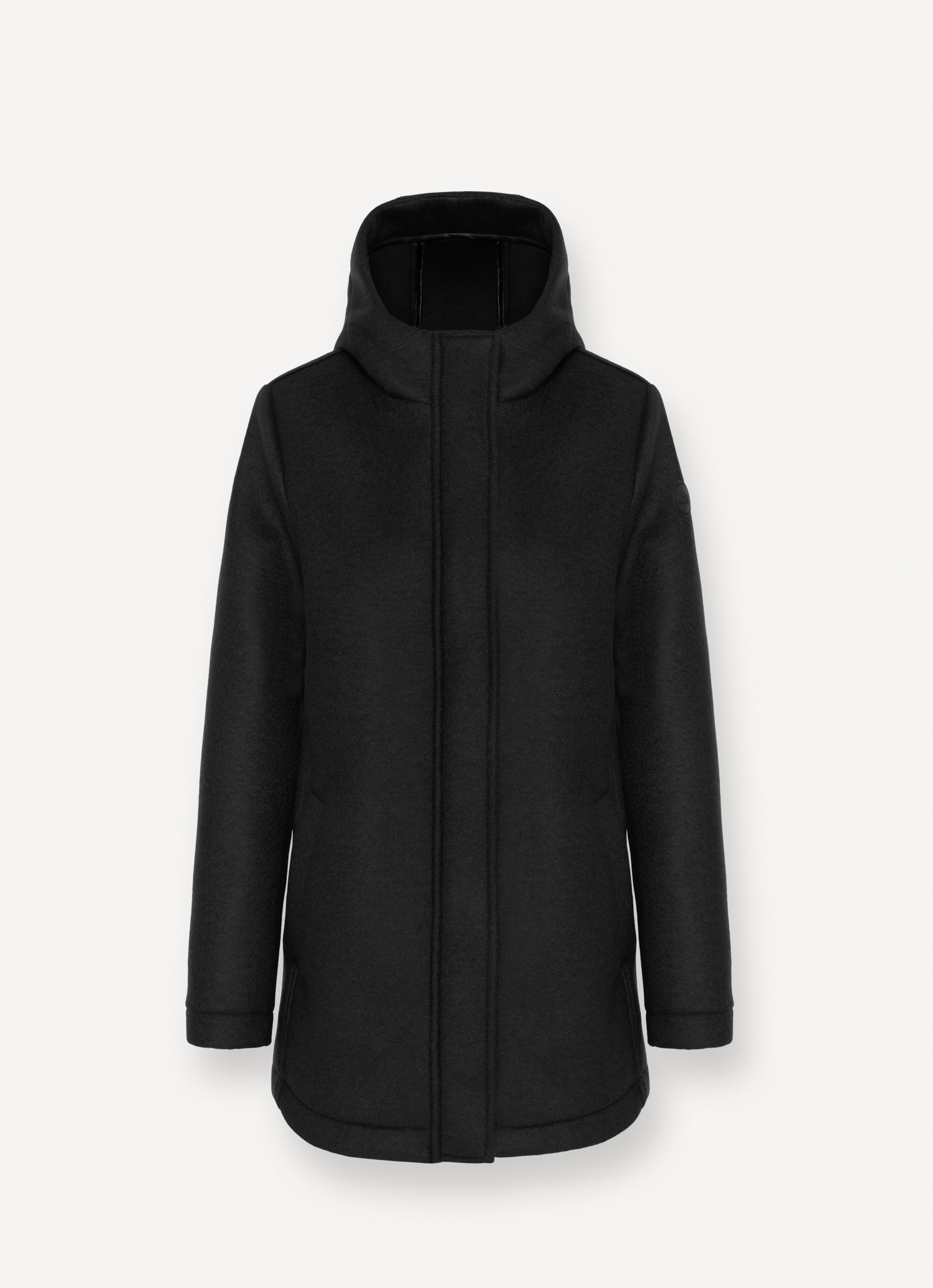 COLMAR Cappotto Donna in panno di lana con cappuccio-Nero