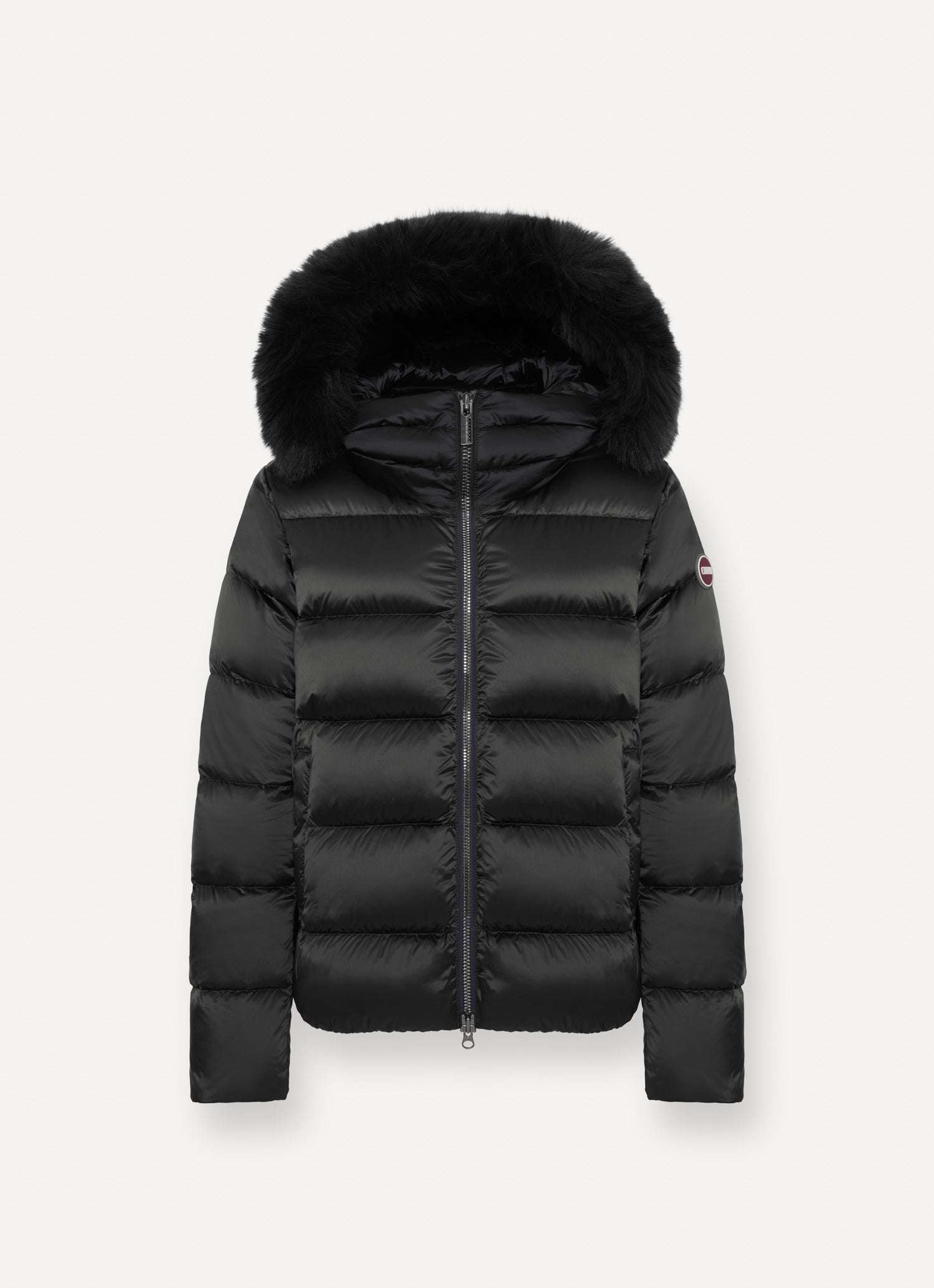 COLMAR Piumino Donna Trapuntato Collo alto Cappuccio Ecopelliccia-Nero