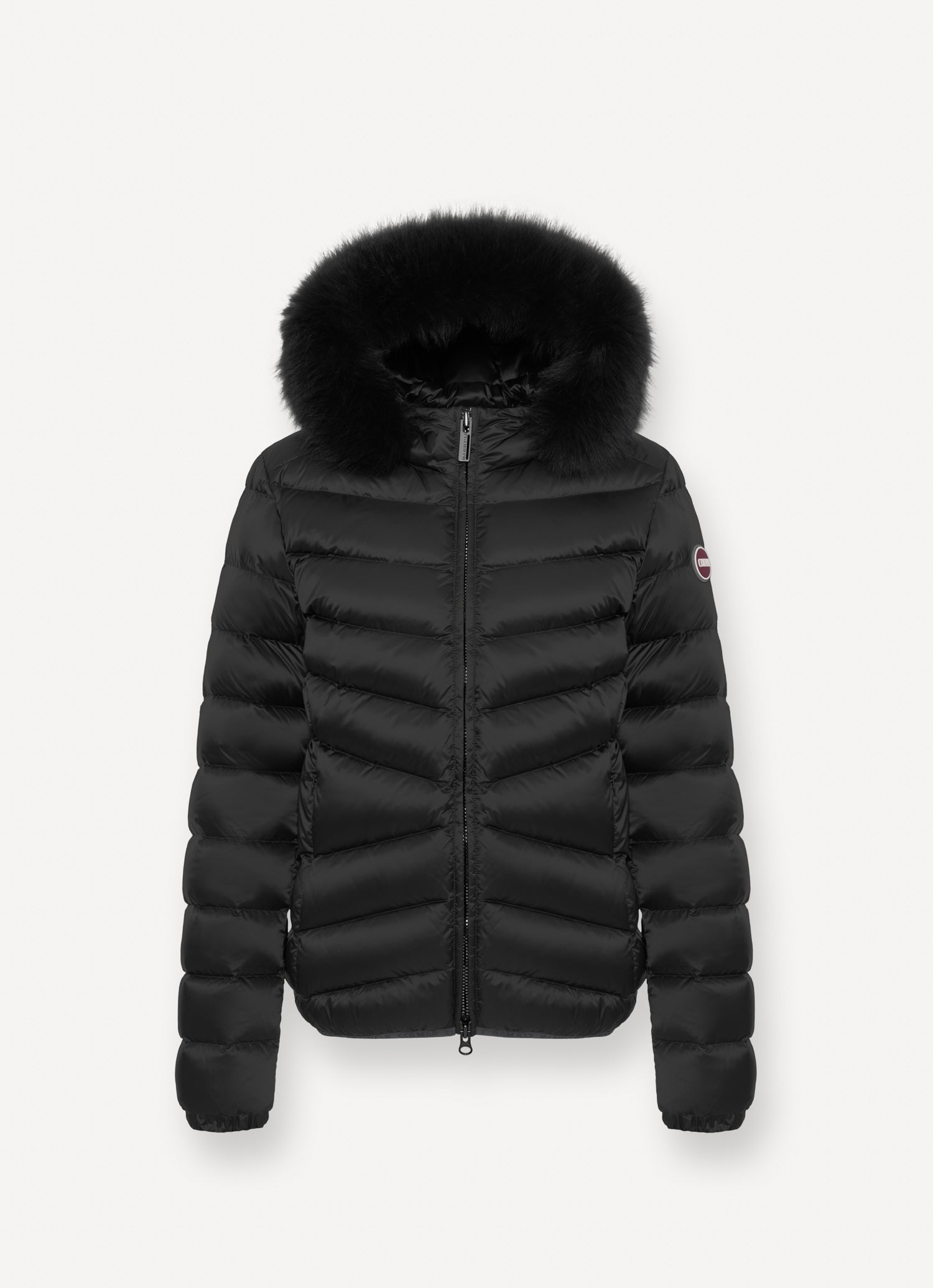 COLMAR Piumino Donna Trapuntato Cappuccio Ecopelliccia-Nero