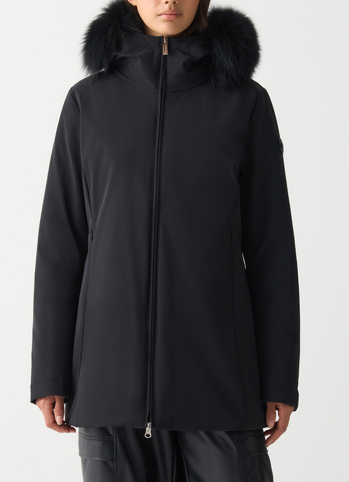 COLMAR Piumino Donna Impermeabile Cappuccio Ecopelliccia-Nero